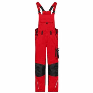 Radne hlače s naramenicama STRONG JN1833 crvena-crna Safety